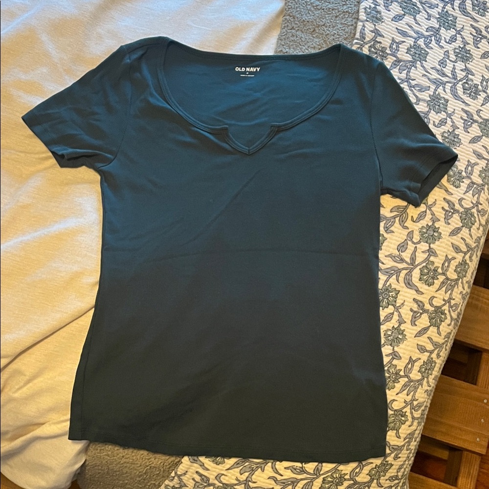 Teal cute neck old navy top